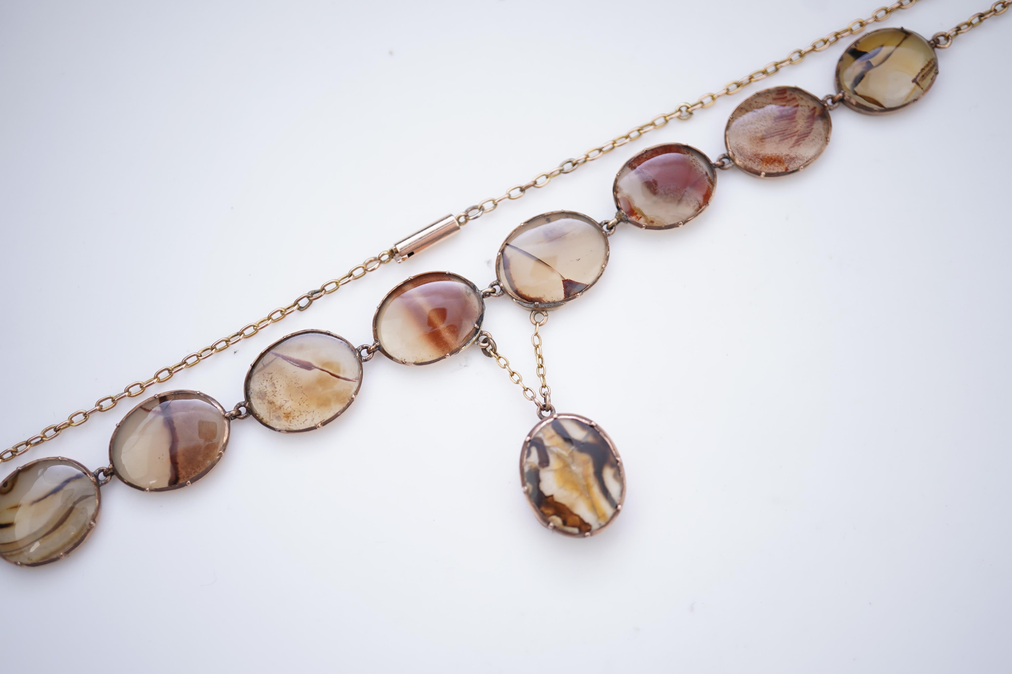 A Georgian agate necklace, early 19th century and later